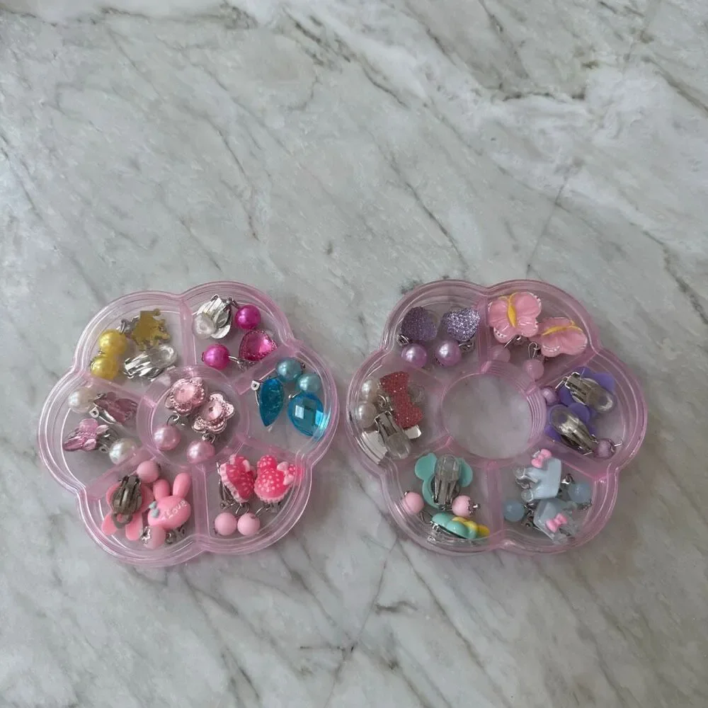 Set of 13 Adorable Cartoon Shape Earring Clips Kids Earrings Toy Girls Ear Decor